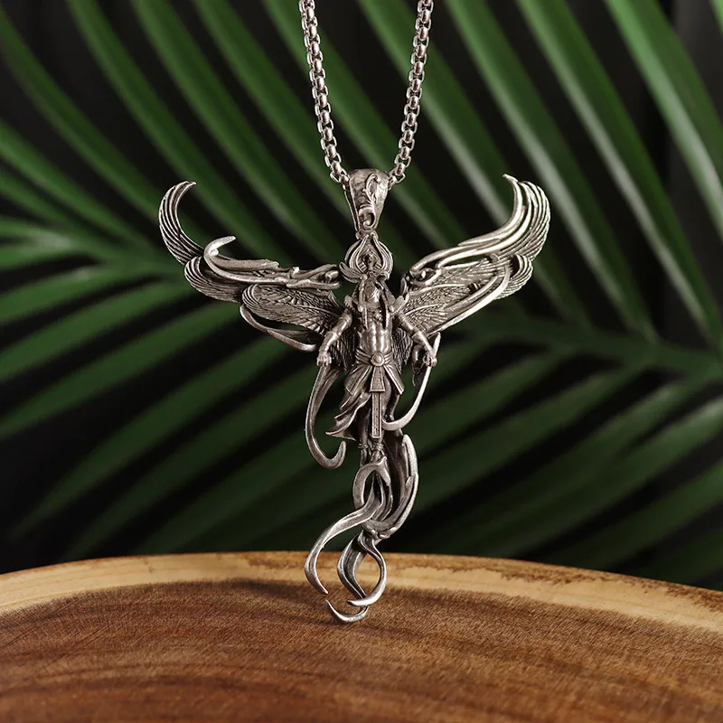 Retro Mythology Wings Patronus Sun God Ra Pendant Necklace Heliopolis - Nine Pillars Necklace Men's and Women's Trend Jewelry