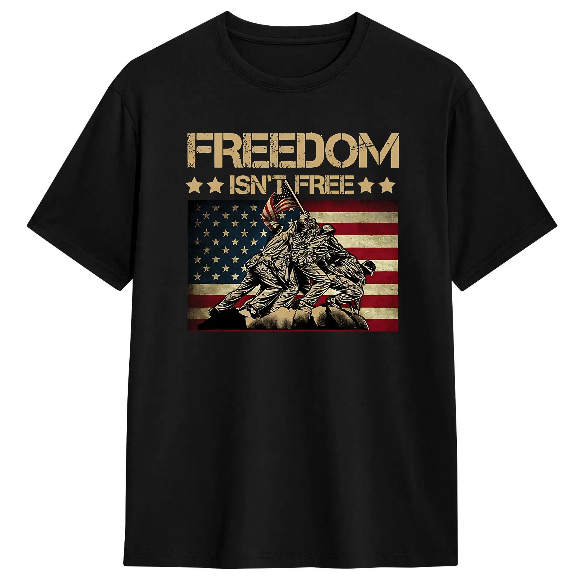 Men's Freedom Isnt Free Flag Raising On Iwo T Shirts Cotton Clothing Summer Streetwear Short-Sleeve T Shirt Fashion Tee Shirt