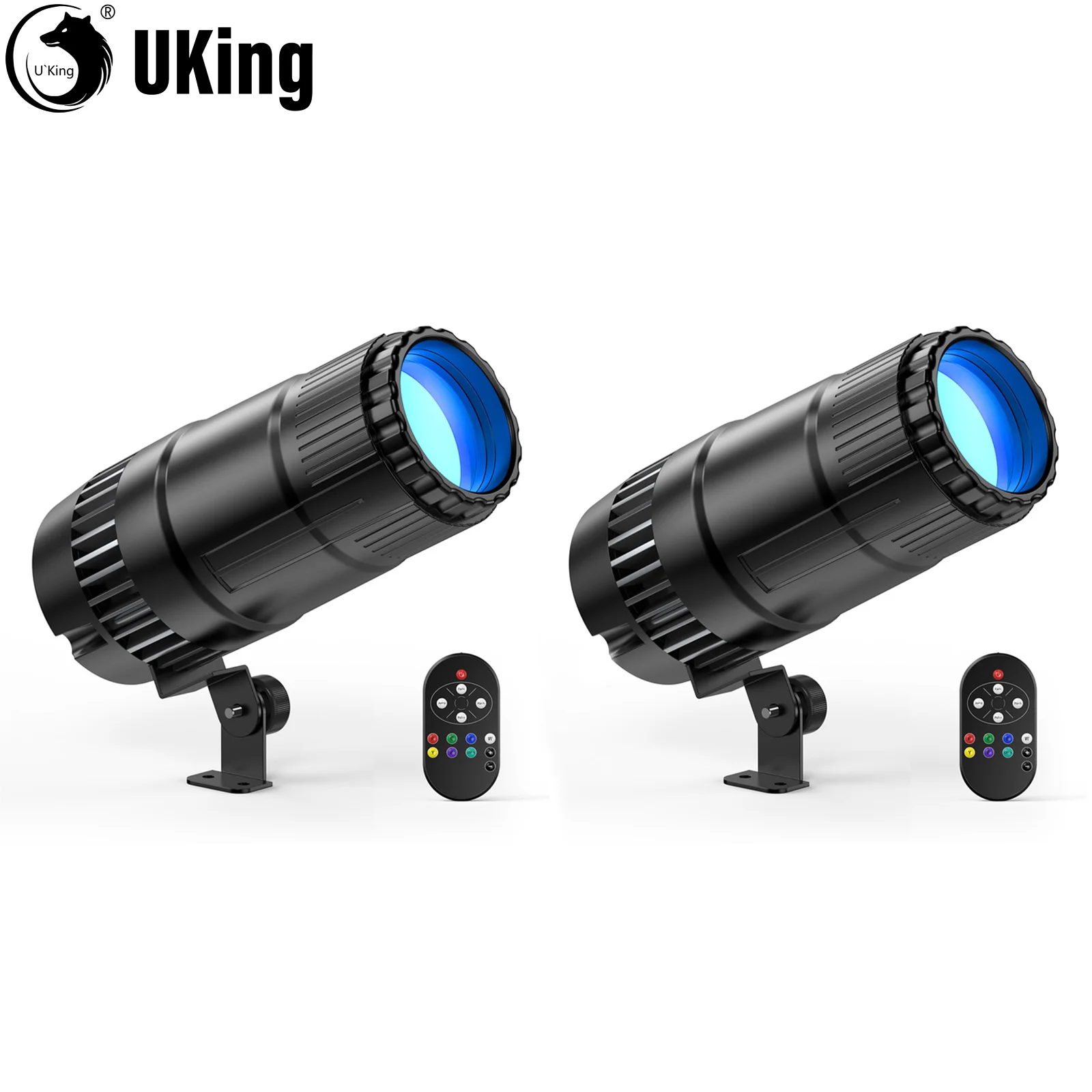 U'King 2 ชิ้น/เซ็ต 20W Pinspot ไฟ RGBW LED Beam Spotlight หรี่แสงได้ DJ Disco Stage ไฟสําหรับงานแต่งงานบาร์คลับ