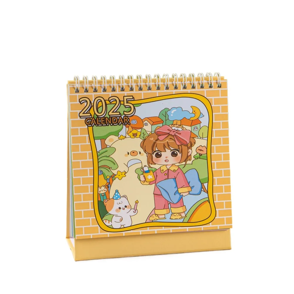 

Planning Cartoon 2025 Calendar Time Date To Do List Mini Desk Calendar Agenda Korean style Standing Flip Calendar