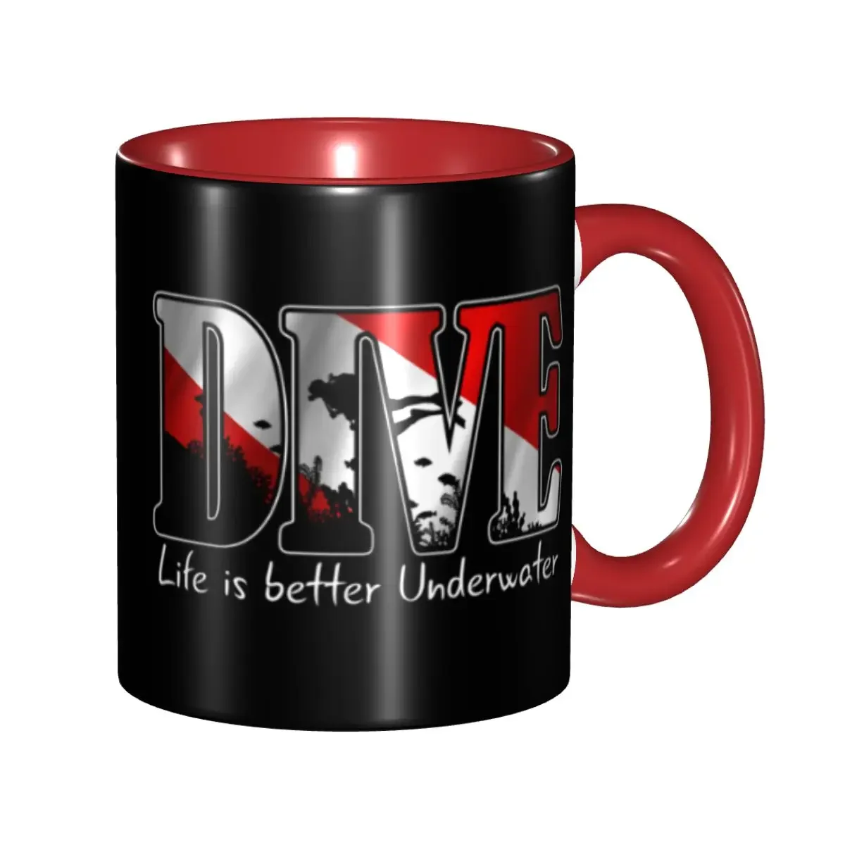 Customized Dive Diver Scuba Diving Coffee Mugs DIY Life Is Better Underwater Ceramic Milk Tea Cup