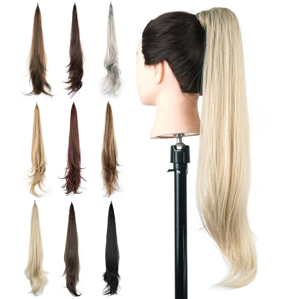 32INCHES Long Layered Ponytail Synthetic Hair Extension Blonde Pony Tail Flexible Hair Ponytails Hairpieces