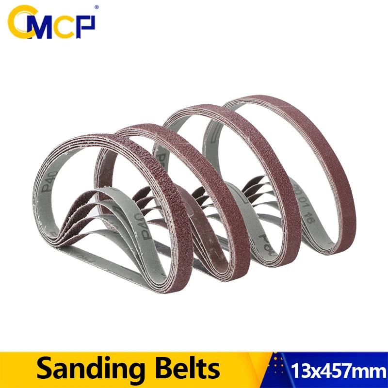 CMCP 13x457mm Sander Paper Sanding Belts Grit 40/60/80/120 Grinder Sanding Paper for Polish Wood Metal Abrasive Tool