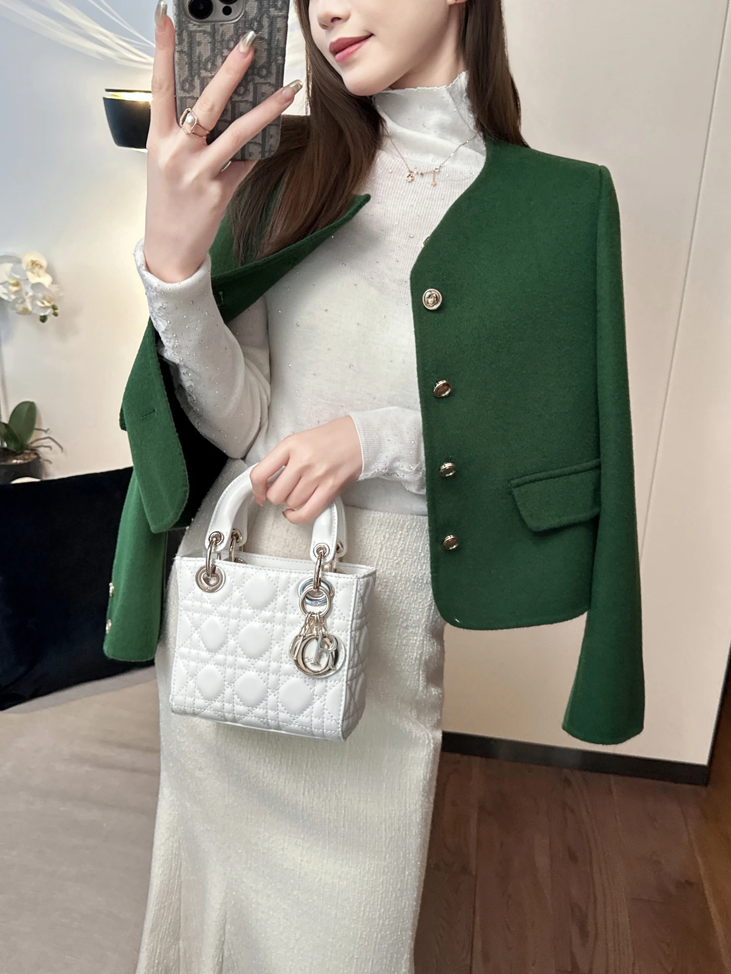 

Ele eeni-Brown ort Jaet with Gold Button Decoration Initial eared Wool Faionable Commute Sle Women's Coat