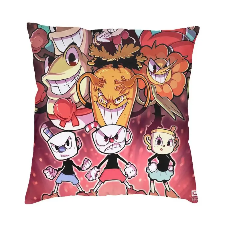 

Fashion Mugman Cuphead Throw Pillow Case Home Decorative Square Video Game Cushion Cover 45x45cm Pillowcover for Living Room