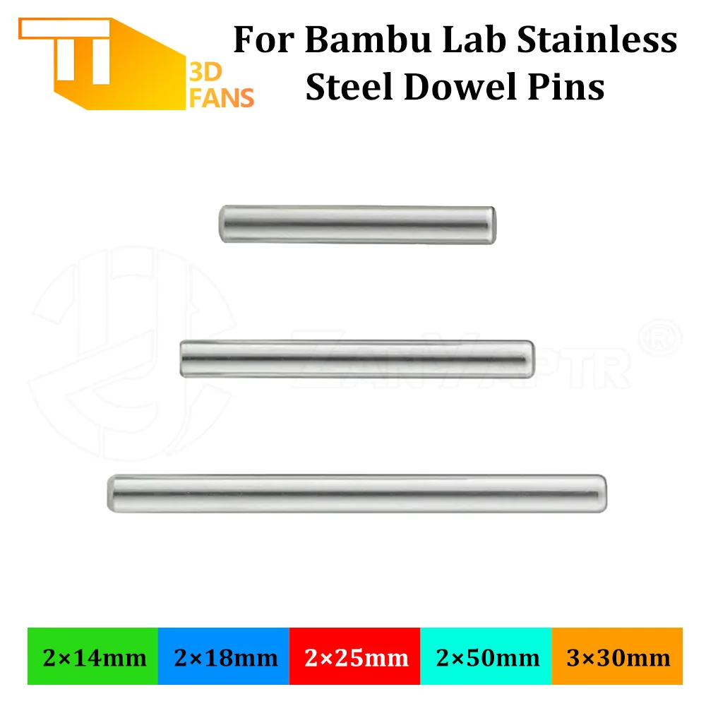 For Bambu Lab Stainless Steel Dowel Pins 3D Printing Model Special Standard Parts 2x25mm 2x14mm 2x18mm 2x50mm 3x30mm