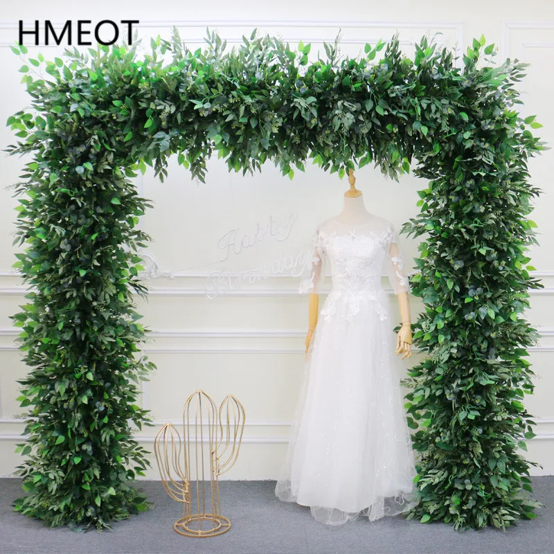 Eucalyptus Willow Leaf Green Plants Artificial Flower Row Wedding Backdrop Arch Decor Hanging Floral Arrangement Window Display