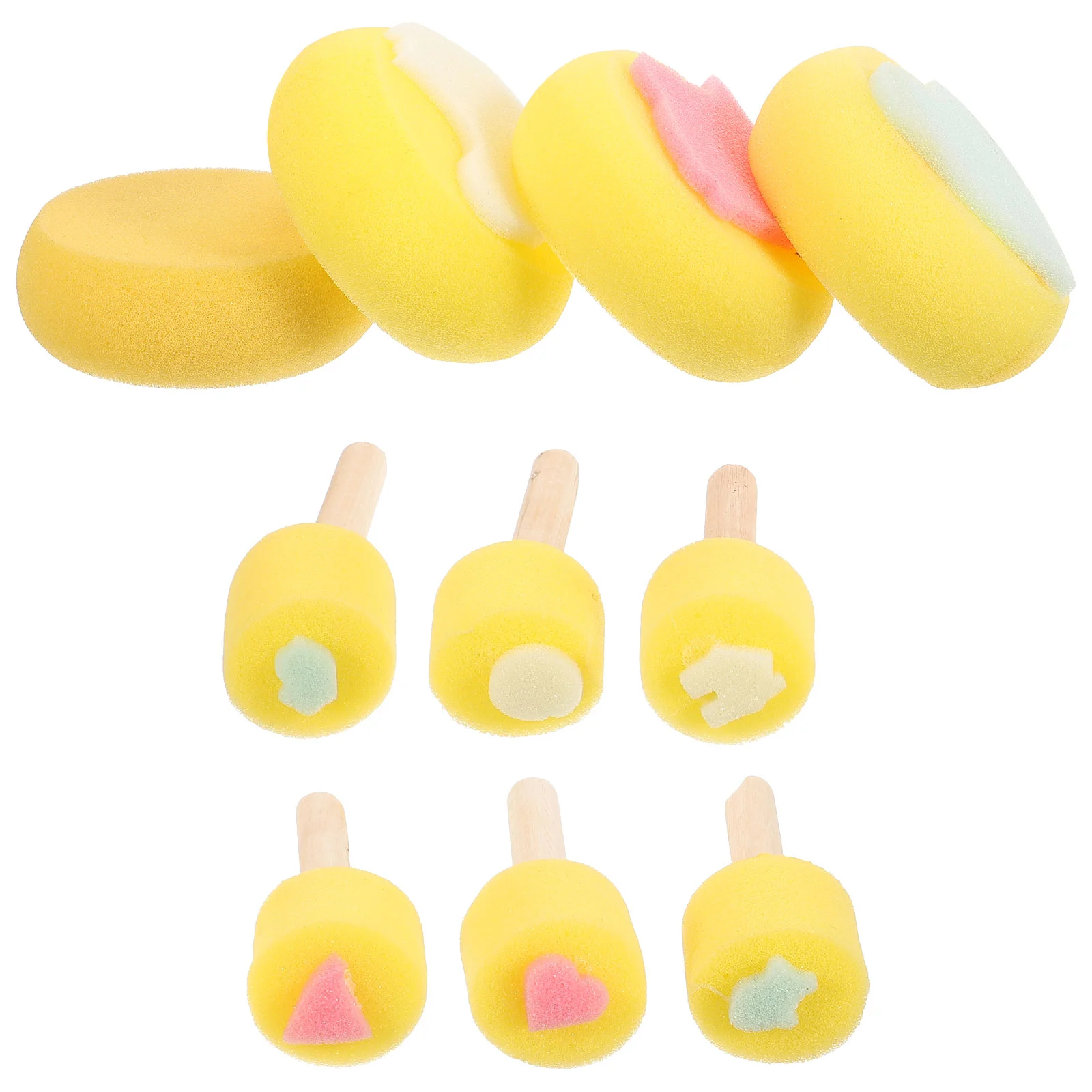 10 Pcs Sponges Drawing Stampers Tool Potable Stamps Wood Graffiti Brush Painting Tools Child DIY Kids