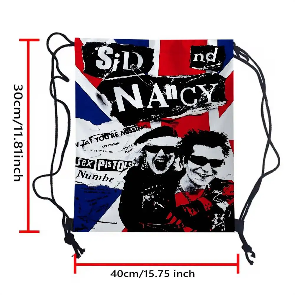 Plecak ze sznurkiem z nadrukiem zespołu rockowego S-Sex P-Pistols, przenośna torba do przechowywania na plażę, do ćwiczeń, na sport i różne drobiazgi, torba materiałowa.