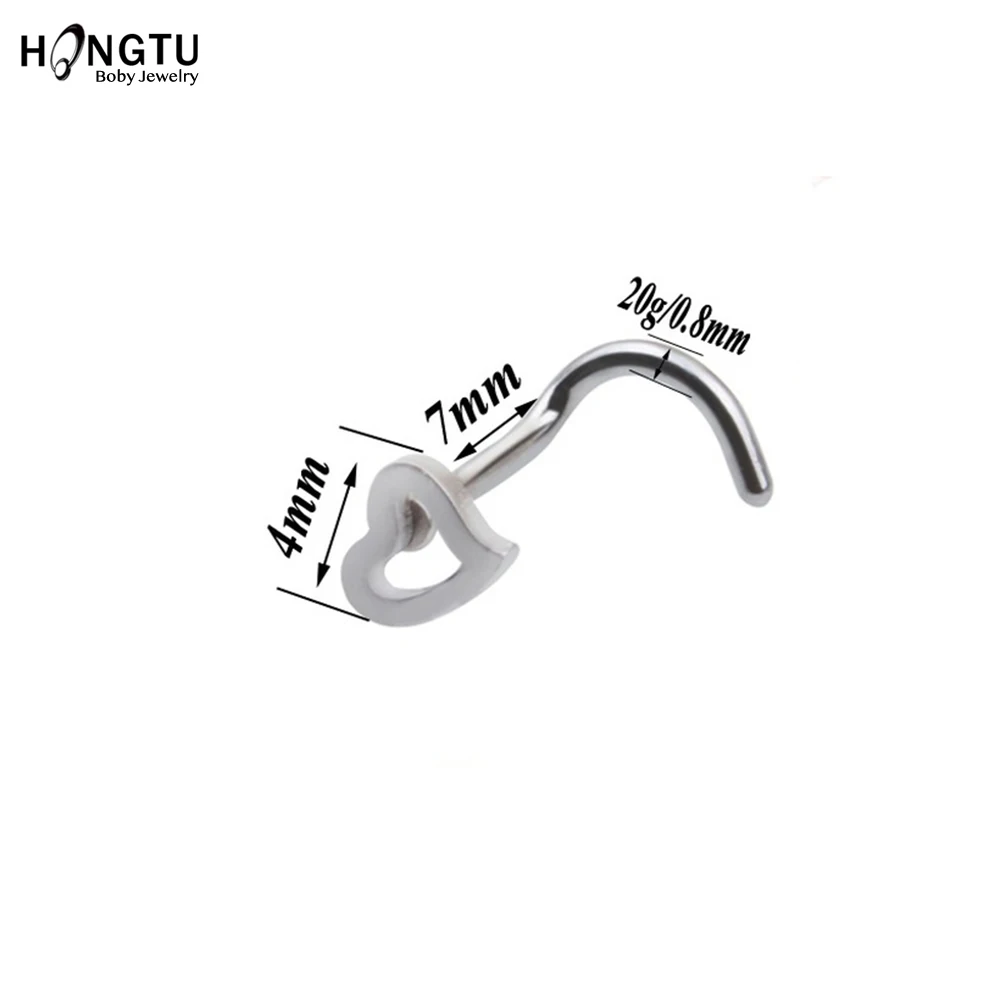 6PCS Titanium Nose Stud L-Shape Nariz Studs Screws Nose Ring Hoop Piercings Nostril Earring Stud Piercings Women Fashion Jewelry