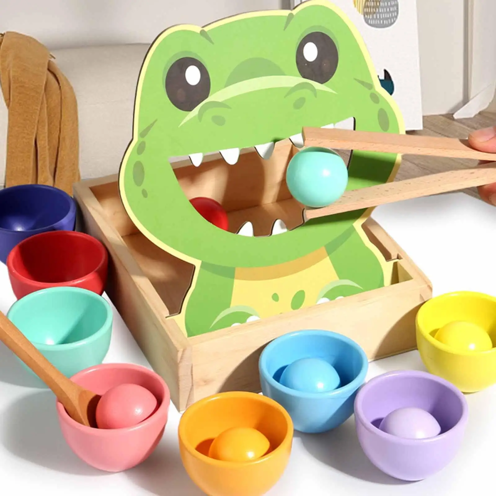 Bolas de arco-íris em copos, jogo de correspondência, bola sensorial de madeira, desenvolvimento educacional para crianças, brinquedo de classificação de cores, presente de feriado