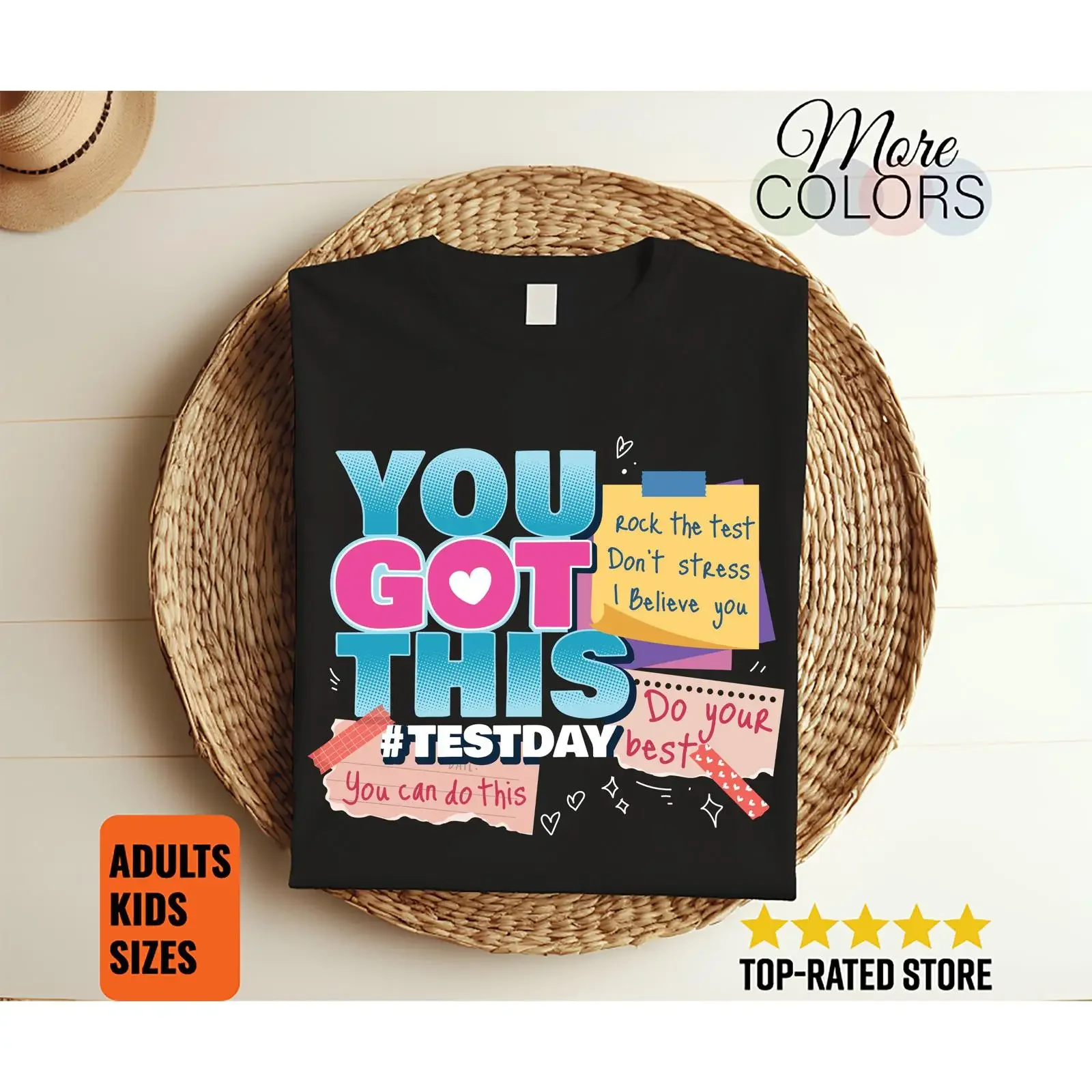 You Got This Dont Stress Rock The Test Day Teacher T Shirt Motivational Student Exam Encouragement School  vintage Washed