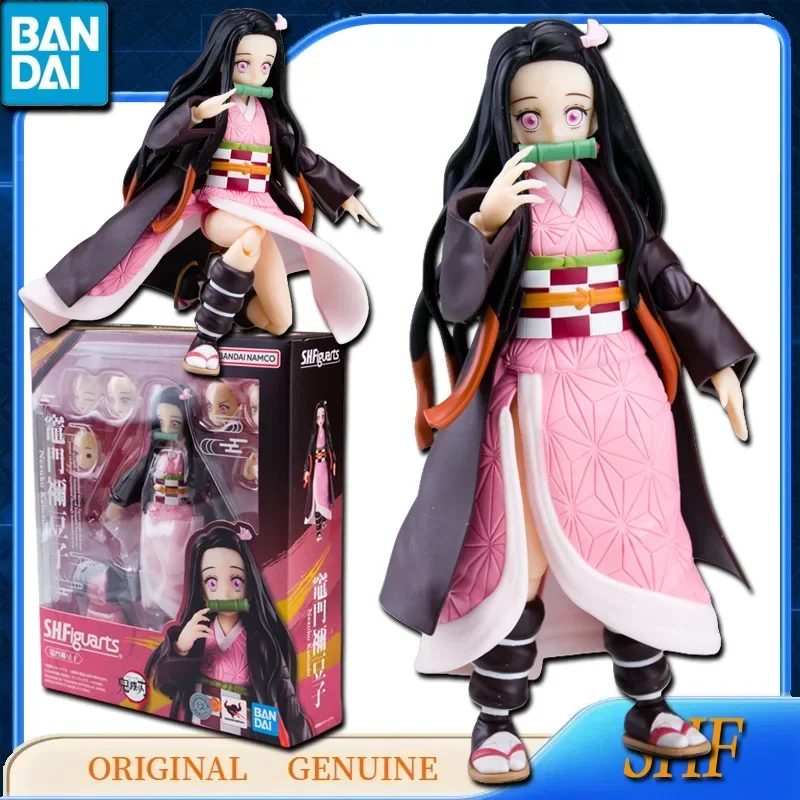 Bandai Original Genuine S.H.Figuarts SHF Nezuko Kamado Anime Action Figures Toys for Kids Gift Assembly Model Ornaments