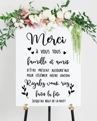 Wedding Board Vinyl Decals Merci To Family And Friends Mirror Wall Sticker Wedding Dancing Floor Décor Enjoy Party Sign Murals