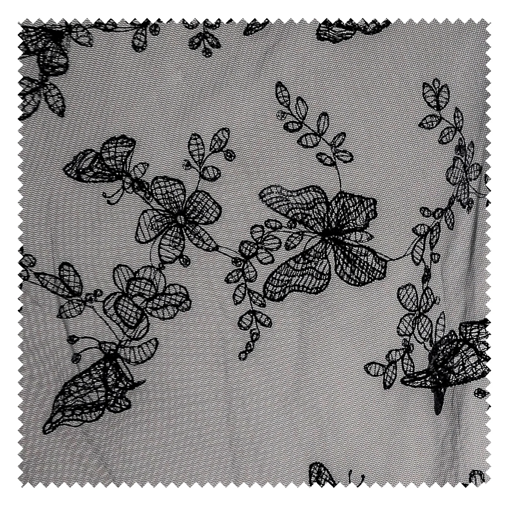 Black three-dimensional butterfly embroidery mesh creative wedding dress skirt skirt handmade DIY clothing designer fabric