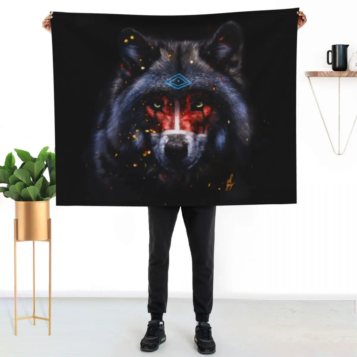 The Shaman Throw Blanket for winter Custom Polar Decorative Sofas Plush Sofa Throw Blankets
