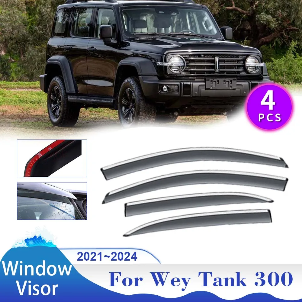 

Window Visor for GWM Wey Tank 300 2021 2022 2023 2024 Rain Guard Deflector Car Side Vent Smoke Cover Awnings Shelters Accessorie