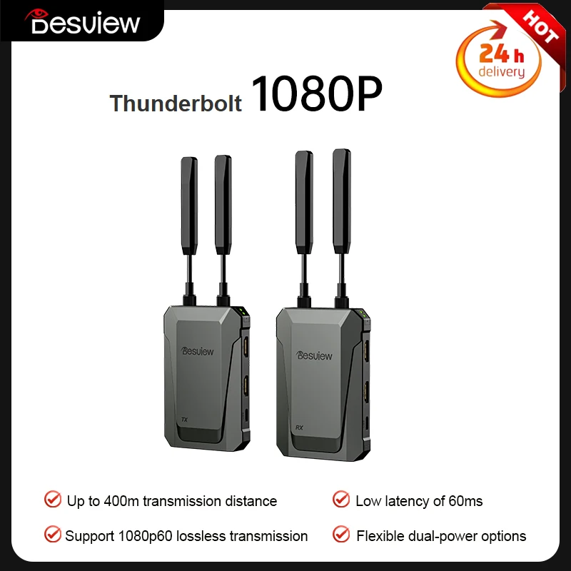 

Bestview Thunderbolt Wireless Video Transmission System,1080p60 Transmission,400m Distance,for HDMI-Compatible Video Transmitter