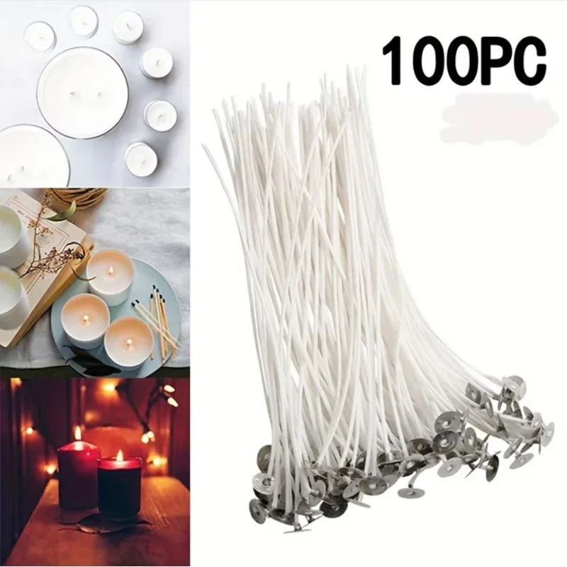 100Pcs/set Smokeless Candle Wicks Soy wax Pure Cotton Core DIY Candle Making Pre-waxed Wick For Party Supplies