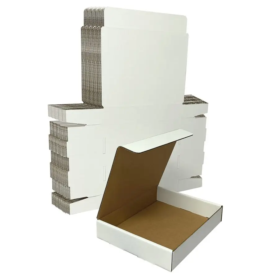 

Sturdy Mailer Shipping Boxes, Corrugated Cardboard for Packing and Mailing, TapeFree Assembly, 12 x 9 x 2.25, White, 50Pack