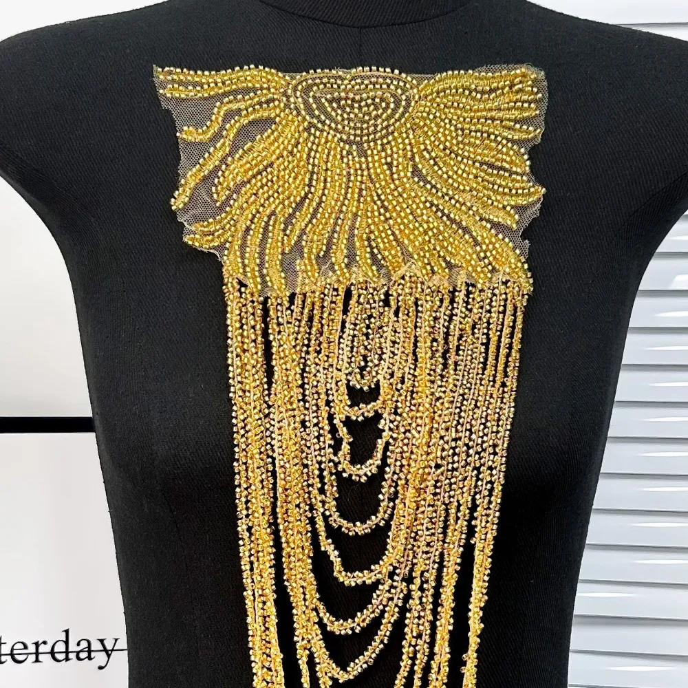 1PC Fringed Sequined Beaded Uniform Epaulets Shoulder Wrap Unisex Party Costume Epaulettes DIY Decoration Removable