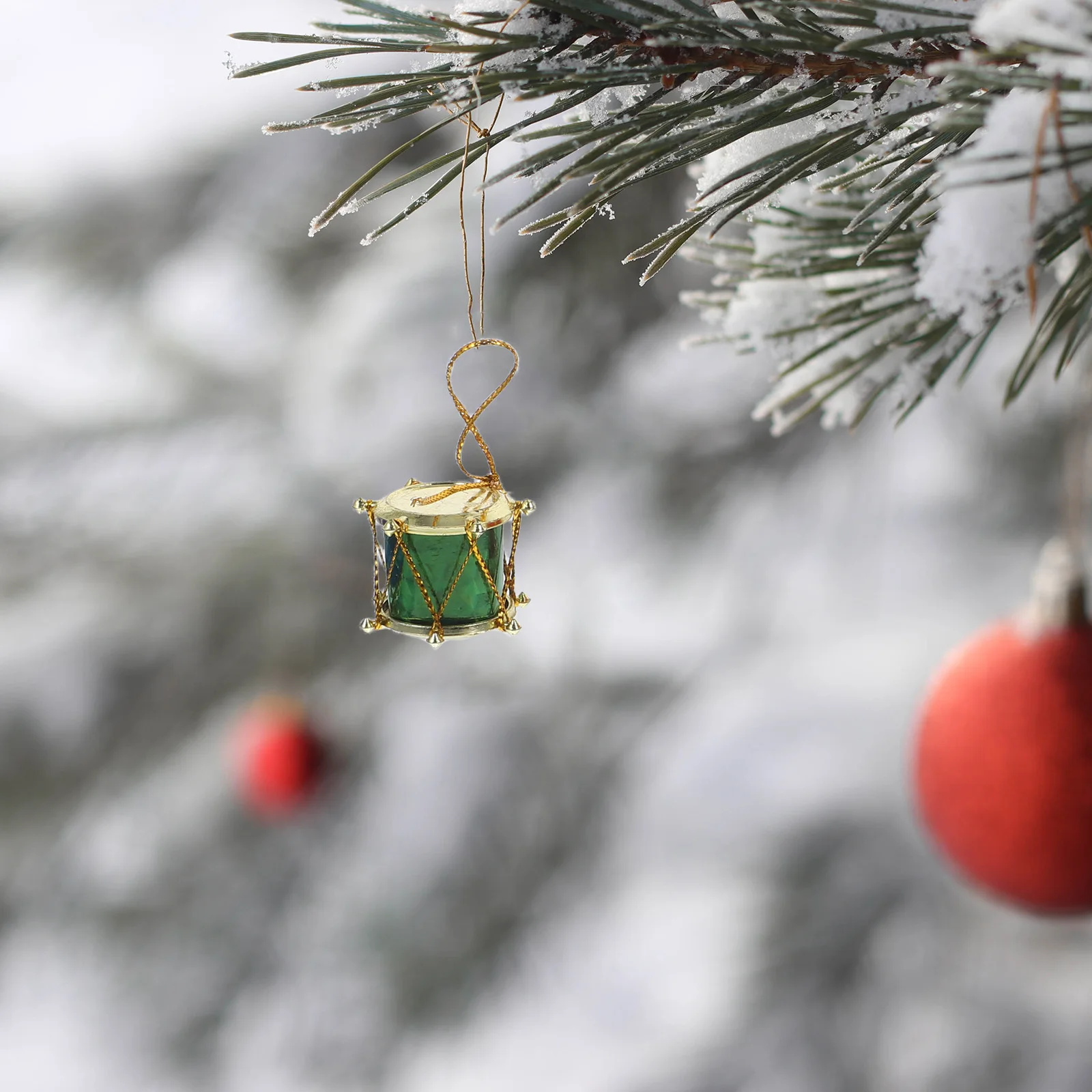 

12pcs Christmas Snare Drum Pendant Ornaments Eco-Friendly Plastic Hanging Tree Decor Wedding Party Decoration Gift For
