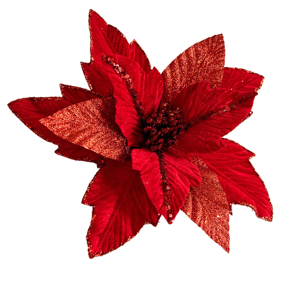 Christmas Flower Ornament Christmas Poinsettia Ornament Party Decoration Versatile Use Wedding Decoration Garden Decoration