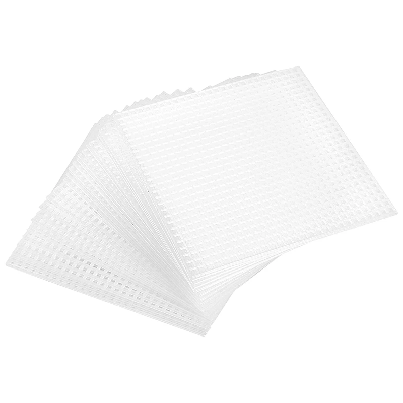 JHD-30 Pieces Plastic Mesh Canvas Sheets For Embroidery, Acrylic Yarn Crafting, Knit And Crochet Projects (10.6 X 10.6Cm)