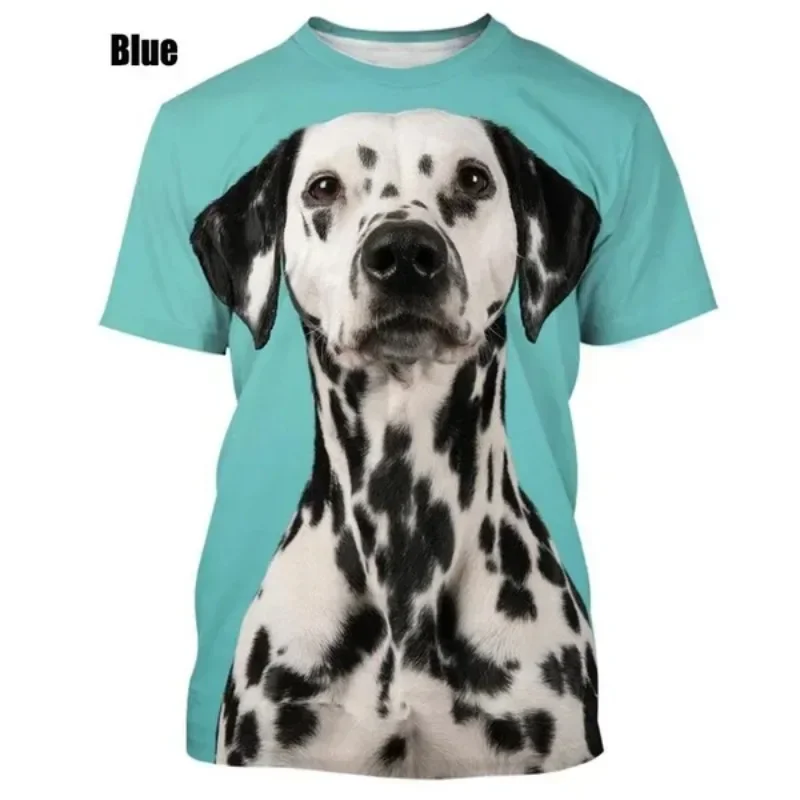 Fashion Men's Animal Dalmatian Funny T-Shirt Anime Cute Aalmatian Shiba Inu Hip Hop Harajuku Street Round Neck Short Sleeve Top