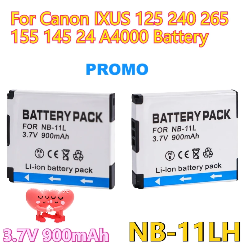 

2PCS 3.7V 900mAh NB-11LH Camera Battery for Canon IXUS 125 240 265 155 145 24 A4000 Battery