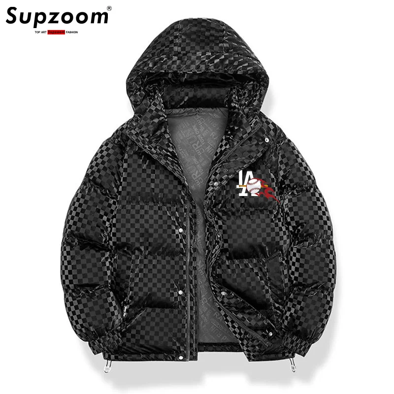 Supzoom New Arrival Casual Print Mens Winter Trendy Hooded Bread Couple Bright Face Starry Thickened Coat Cotton-padded Jackets