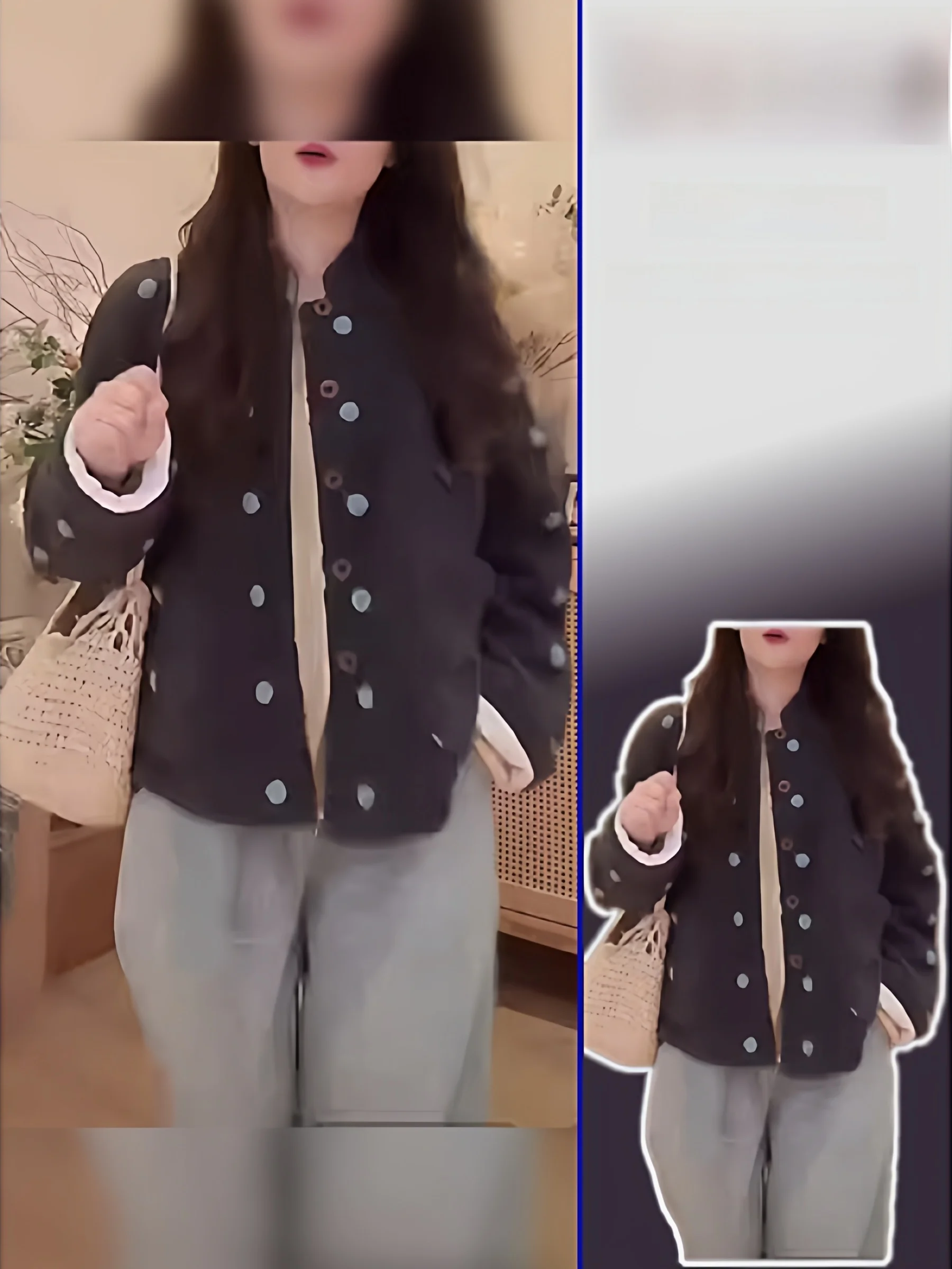 

plus Size Retro Polka Dot Stand Collar Thiened Warm Top Women's Faion Outerwear Spring Autumn Versatile Slimming Sli ...