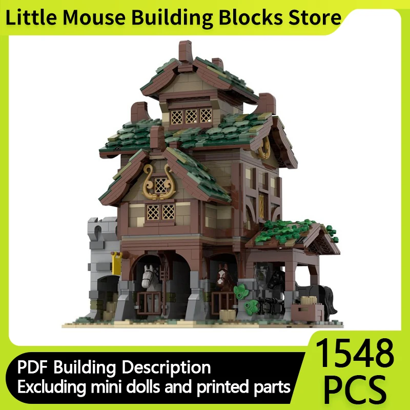 

Medieval Castle Model MOC Building Bricks Military Horse Stable Modular Technology Gifts Holiday Assemble Children Toys Suit