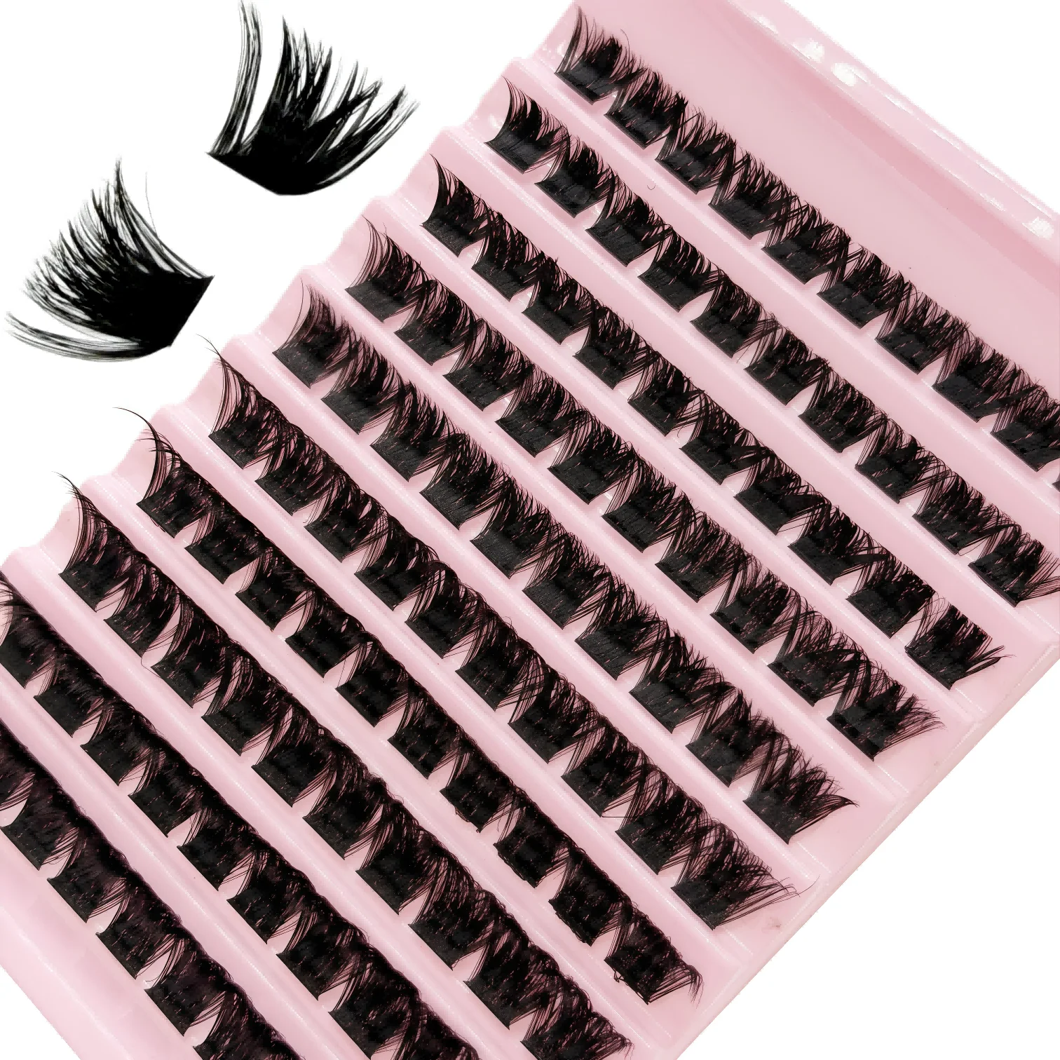 Lash extension strips: 100 pieces, single strand lash clusters, D-shaped curled, natural thick and dense style, achieving a natu