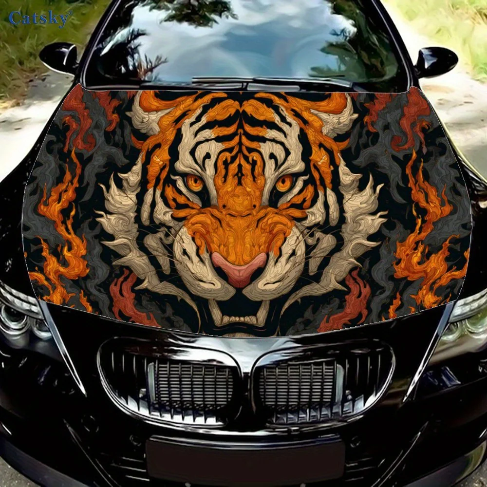 

Mighty Tiger Car Hood Sticker, Personalized & Trendy Auto Art Decal, Self-adhesive Waterproof Car Exterior Vinyl Wraps Decoratio