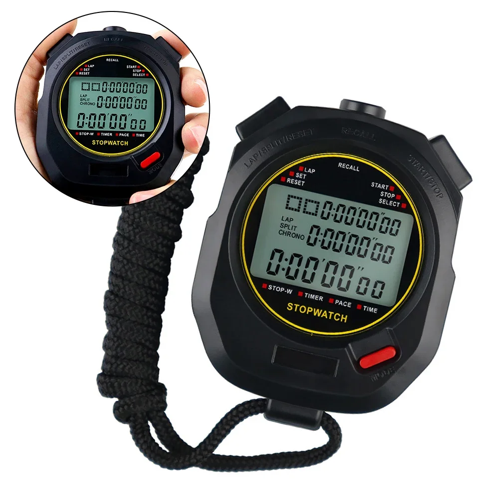 Stylish Black Plastic Digital Stopwatch Timer Equipped With Backlight Ideal For Nighttime Training Sessions Or Events