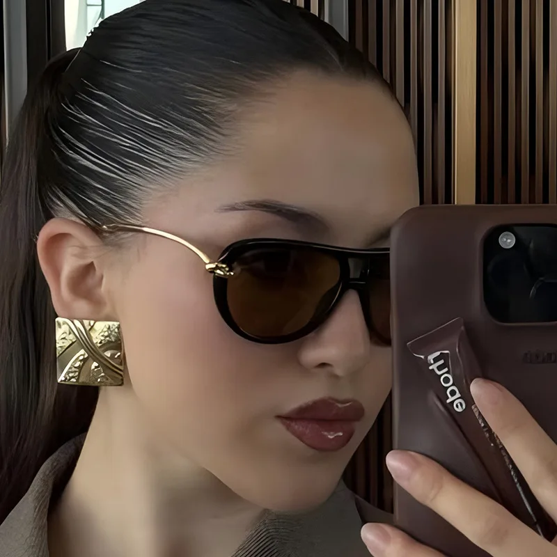 Mode Knoten Doppel Strahl Pilot Sonnenbrille Luxus Marke frauen Personalisierte Sonnenbrille Outdoor Straße Casual Einfache Sonnenbrille – Detail 4