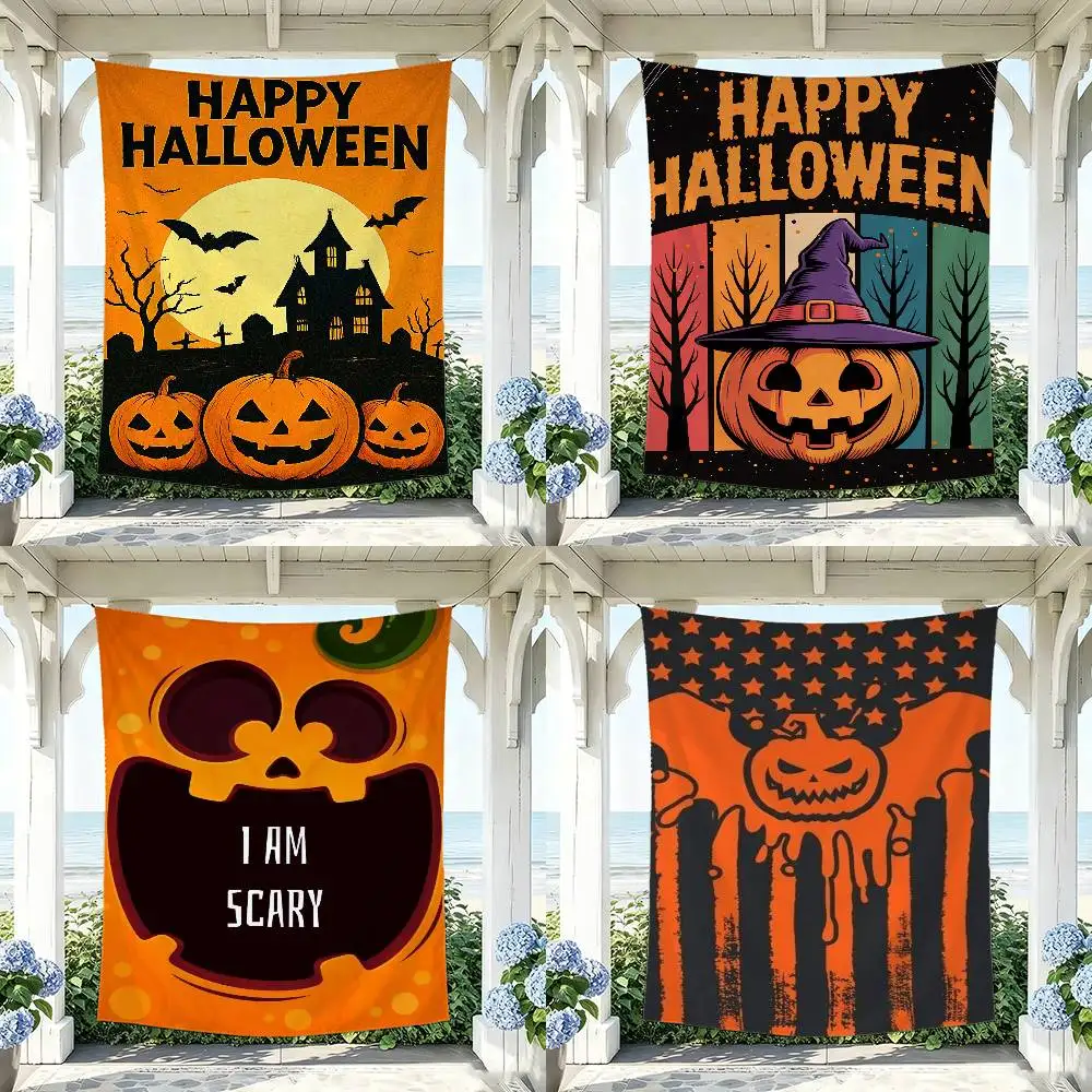 H-halloween wallpaper  Flag Digital Printing Banner for Garage Wall Out Door Decoration Tapestry