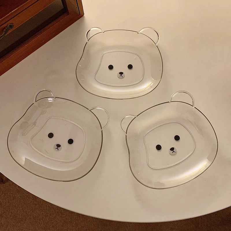 Little Bear Dinner Plate Cartoon Shape Bear Spit Bone Dish Desktop Trash Tray Snack Food Residue Fruit Plate Kitchen Tableware