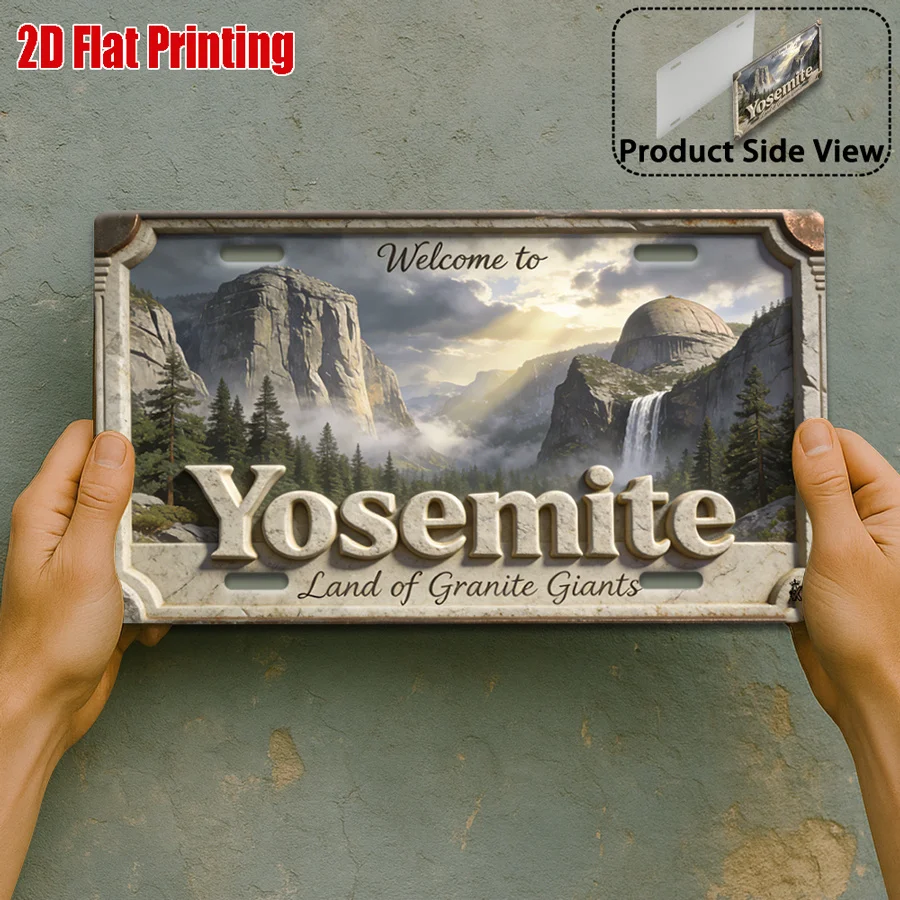 2D Flat - 【2D Flat】 1 Stück WELCOME TO YOSEMITE Retro-Metallschild |   11,8 Zoll * 5,9 Zoll Bergtal-Dekoration, Wandkunst für Wohnzimmer und Büro