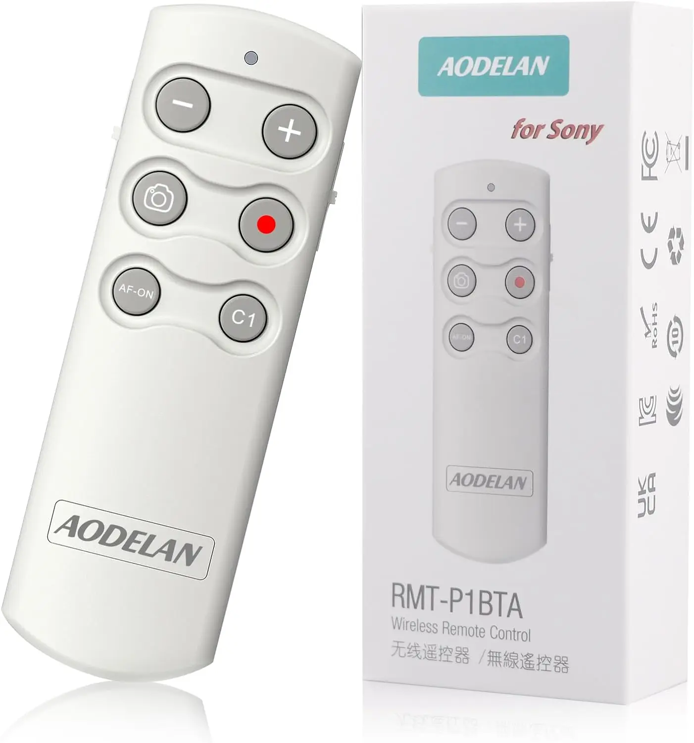 White RMT-P1BT Wireless Remote Control for Sony ZV-1II ZV-E10 a6700 a7RV a7IV a9III a7RIV a6600 Vlogging YouTube TikTok Shooting