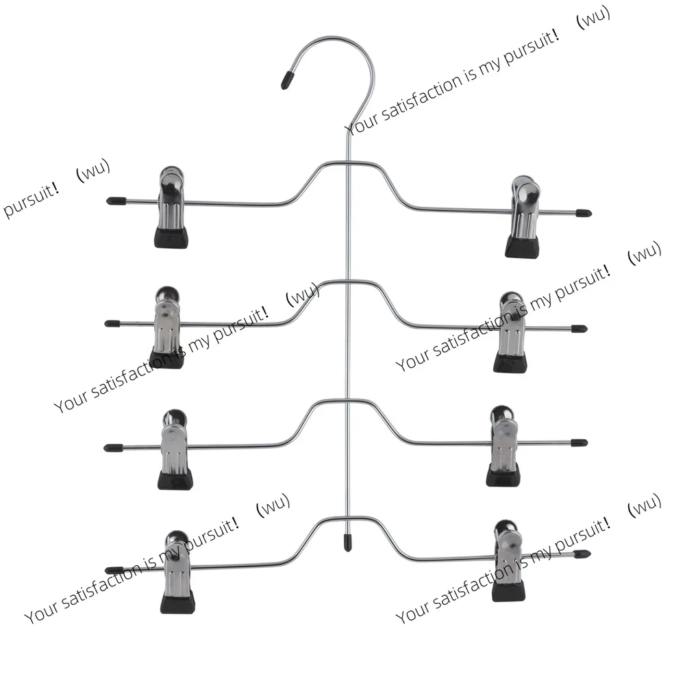 

4 Tier Skirt Slack Hanger Durable Metal Clips Vinyl Tips Wardrobe Organizer Clothes Storage Solution
