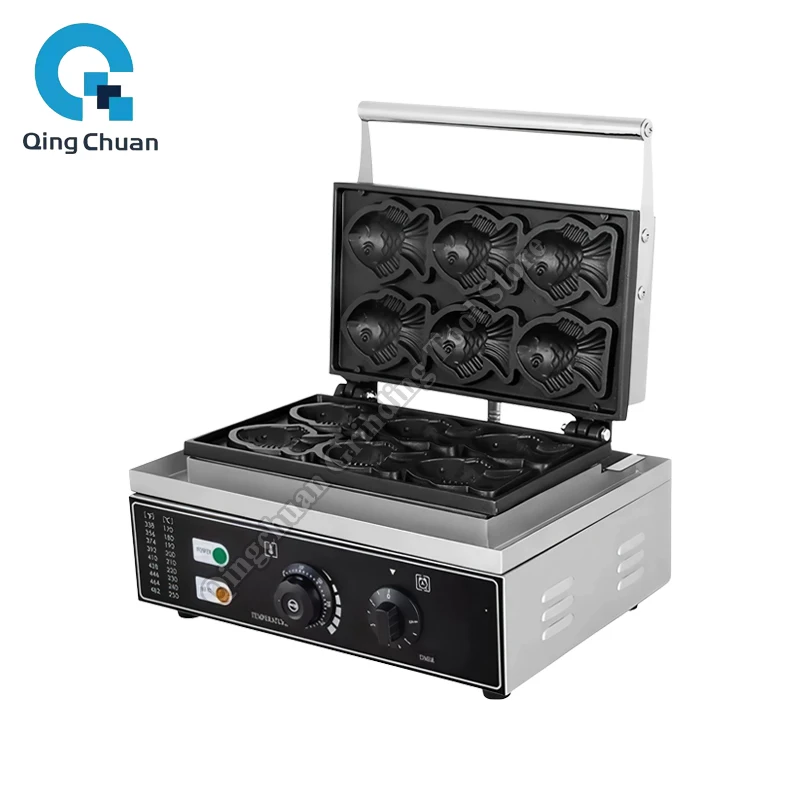 

Электрическая вафельница для тайяки в форме рыбы, 6 шт., коммерческая машина для приготовления закусок, 110В/220В