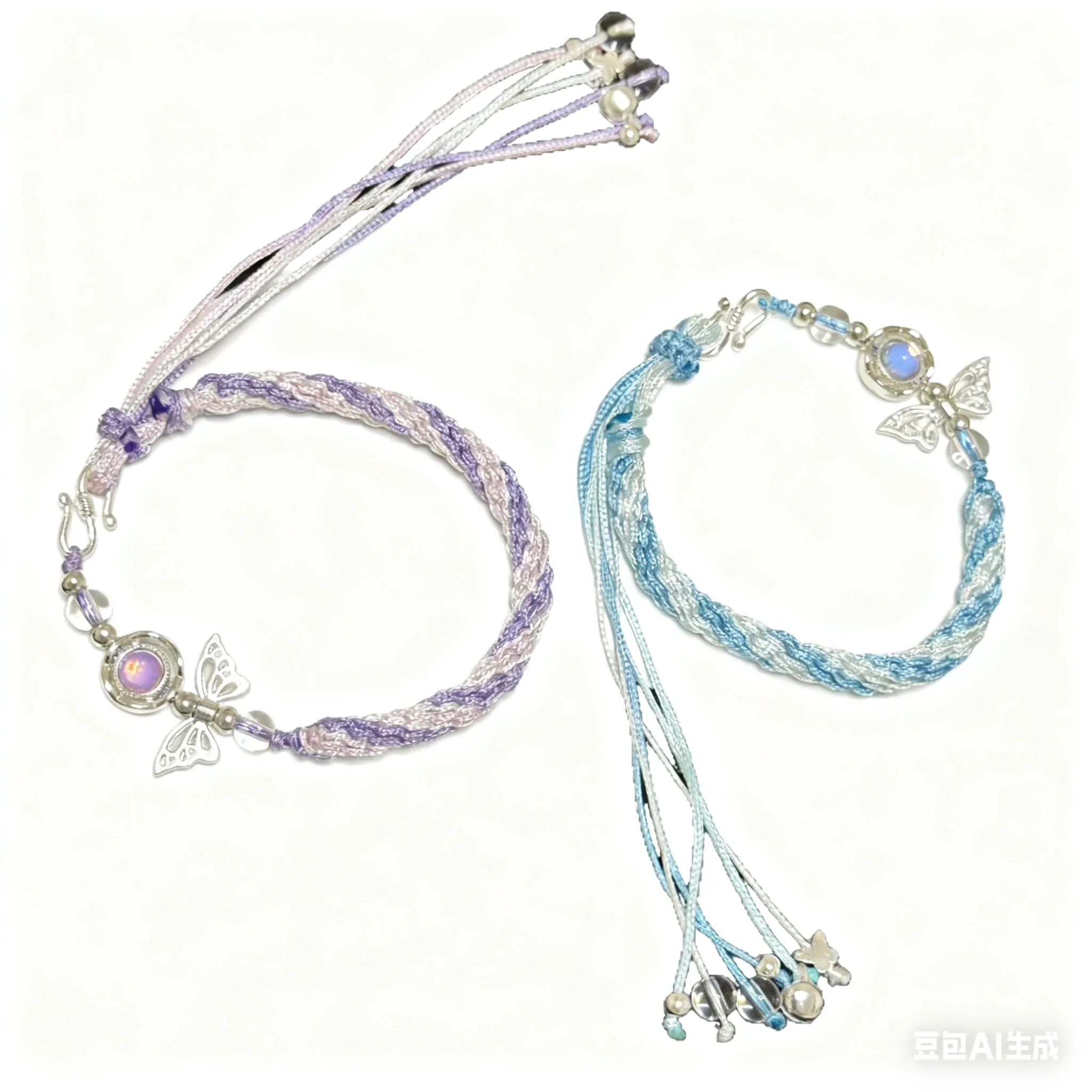 Moonlight Secret Reincarnation Knot Purple Blue Macaron Bracelet, Sweet Niche Design for Couple, High-End Hand Rope Gift