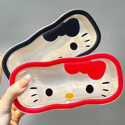 Hot Selling Hello Kitty Bowknot Glasses Box Drop-resistant Transparent Funny Cartoon Sunglasses Case Portable Storage Holder