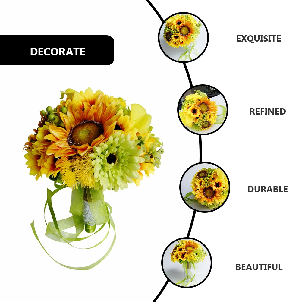 

Wedding Bouquet Artificial Sunflower Simulation Floral Arrangement Party Photo Props For Imitation Bouquet