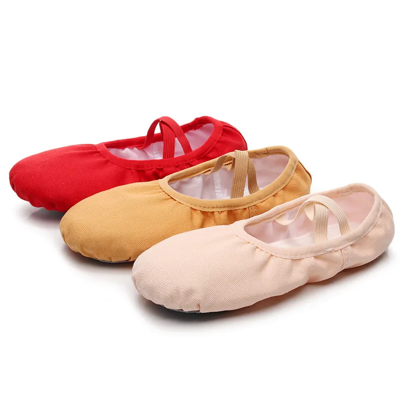 SUN LISA Professional Canvas Soft Ballet Shoes for Women Lady Children Split Leather Sole Dance Shoes Yoga Flat Dancing Shoes