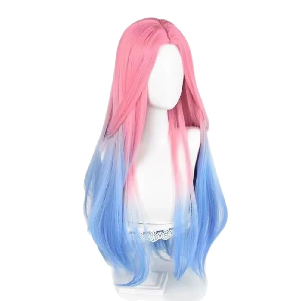 1-delige onregelmatig gevormde podiumcosplaypruik, verfbaar, schattig roze verloop