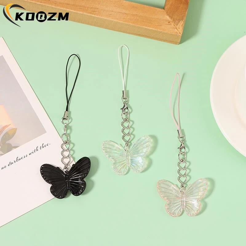 1 pcs Sweet Cool Colorful Butterfly Mobile Phone Lanyard Cell Phone Strap Keychain Butterfly Bags Pendant Decor