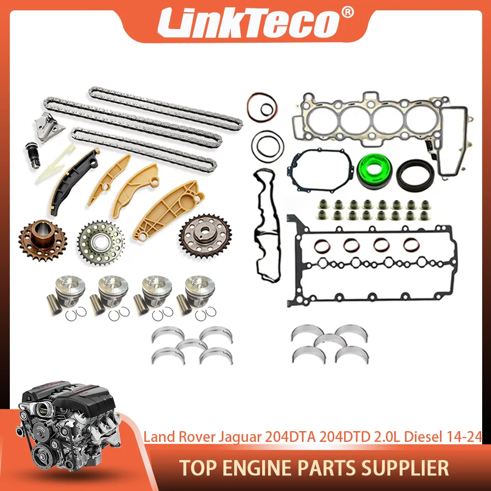 Kit de Corrente de Distribuição, Jogo de Juntas do Cabeçote e Pistão para Land Rover Discovery Sport Jaguar E-PACE XE 204DTA 204DTD AJ200D 2.0L Diesel 14-24